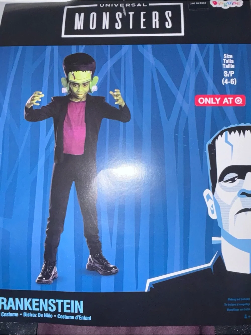 Universal Monsters Frankenstein Halloween Costume Boys Size S (4/6) or M (7/8) - Picture 2 of 13